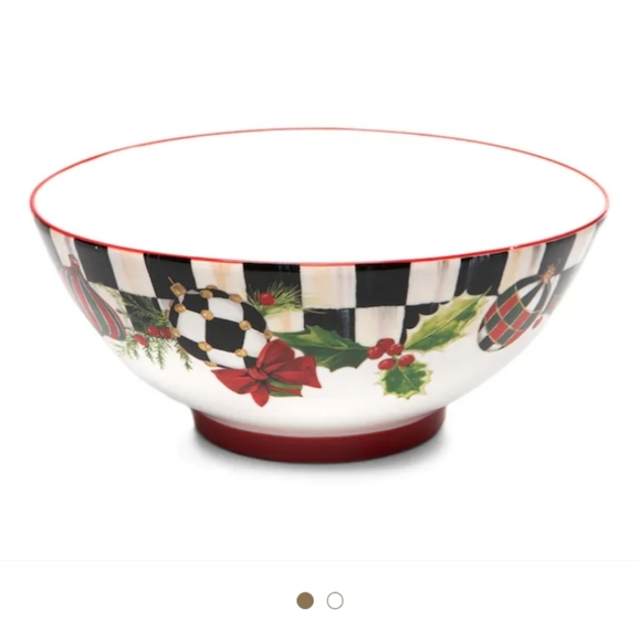 NIB Mackenzie Childs Deck The Halls Serving Bowl - Picture 1 of 11